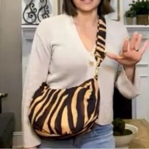 VINCE CAMUTO Washable Nylon Crossbody Harlo In Brown Zebra